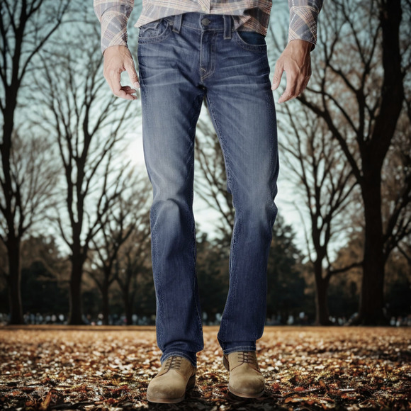 True Religion Jeans Ricky W/Flap Stretch Relaxed Straight Lake View Sz 42x36 - Picture 1 of 15